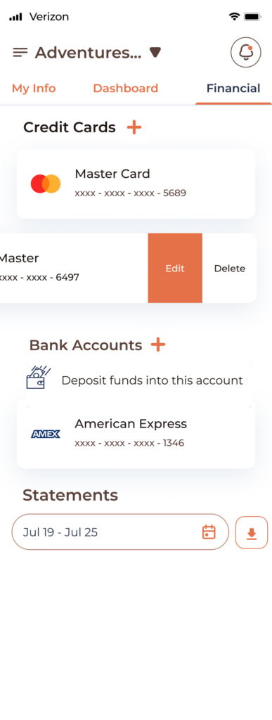 Book app design bank accounts