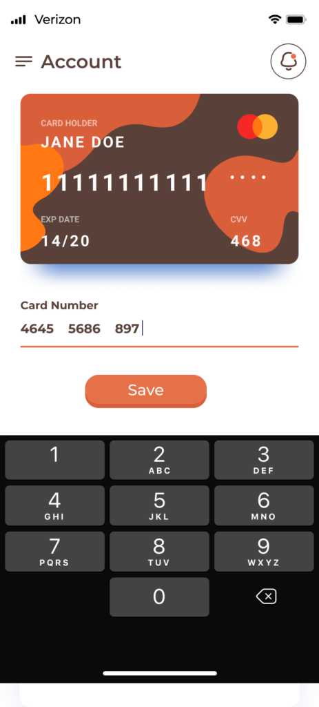 Book app design credit card