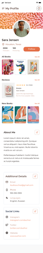 Book app design portfolio of books